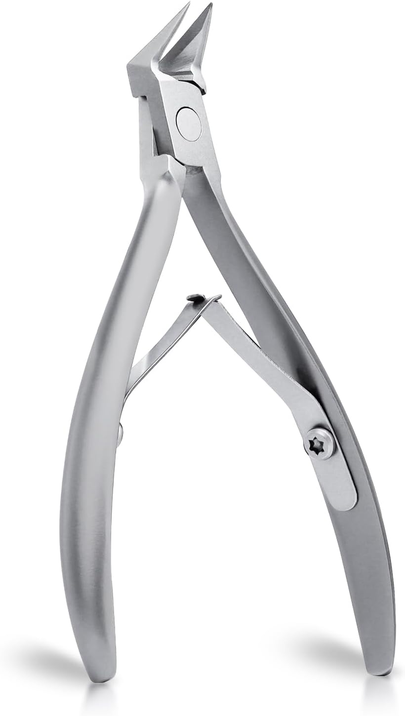 Straight Slanted Ingrown Toenail Clippers for Thick Toenails, Sharp Pointed Tip Toe Nail Cutter, Stainless Steel Heavy Duty Podiatrist Tools for Seniors Men (Silver)