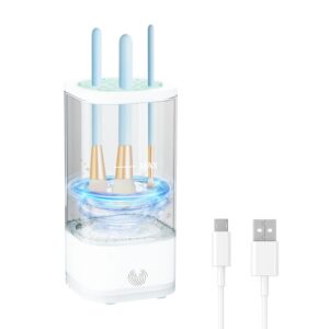 Electric Makeup Brush Cleaner Machine– 8000 RPM Automatic Cleaner with Multi-Size Silicone Holder, Deep Cleans Makeup Brushes and Sponges Holder