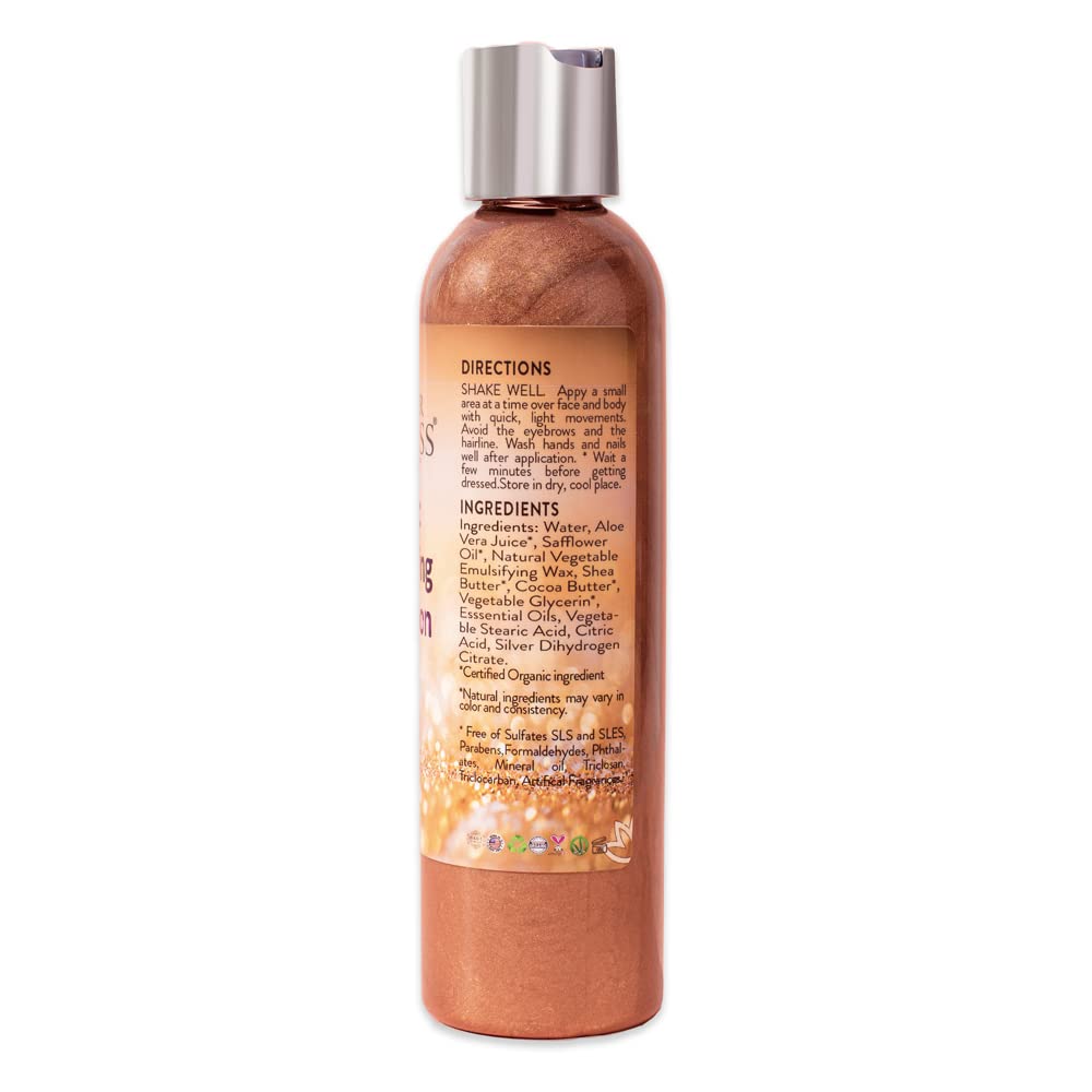 Glimmer Goddess Organic Bronzer Body Lotion 8 oz Sexy Level 2 Bronze Shimmer - Image 3