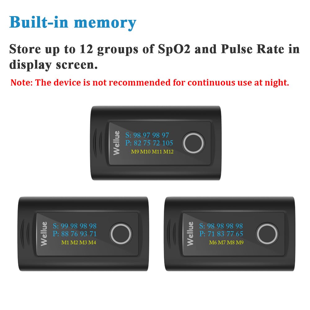 Wellue Bluetooth Fingertip Pulse Oximeter Blood Oxygen Monitor with App, Batteries, and Carry Bag - Image 3