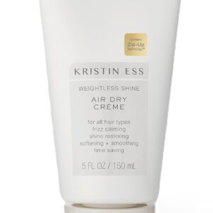 Kristin Ess Hair Weightless Shine Air Dry Cream for Curl Definition, Smoothing + Blowout Prep - Frizz Control - Light Hold - Women's Styling Product for Frizzy, Wavy + Curly Hair - Vegan