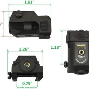 Infilight Green Laser Sight, Compact Dot Sight Scope Adjustable Low Profile Picatinny Rail 0.07 Inches Mount With Rechargeable Battery for Pistols & Handguns (L101G)