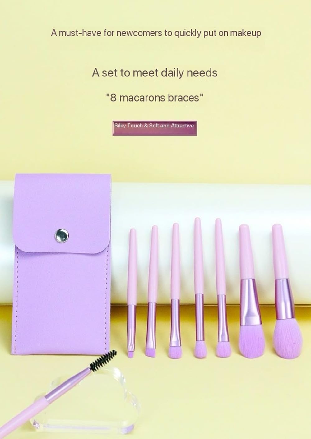 4-Piece Mini Travel Makeup Brush Set with Synthetic Fibers and Storage Bag - Image 8