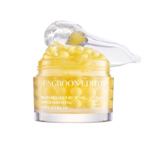 SUNGBOON EDITOR Deep Collagen Retinol Power Boosting Capsule Cream | Microneedling, White Spicules, Skin Firming, Hydration for Dry Skin, Wrinkles, Face Moisturizer, Retinol Cream for Face, 1.69 fl.oz