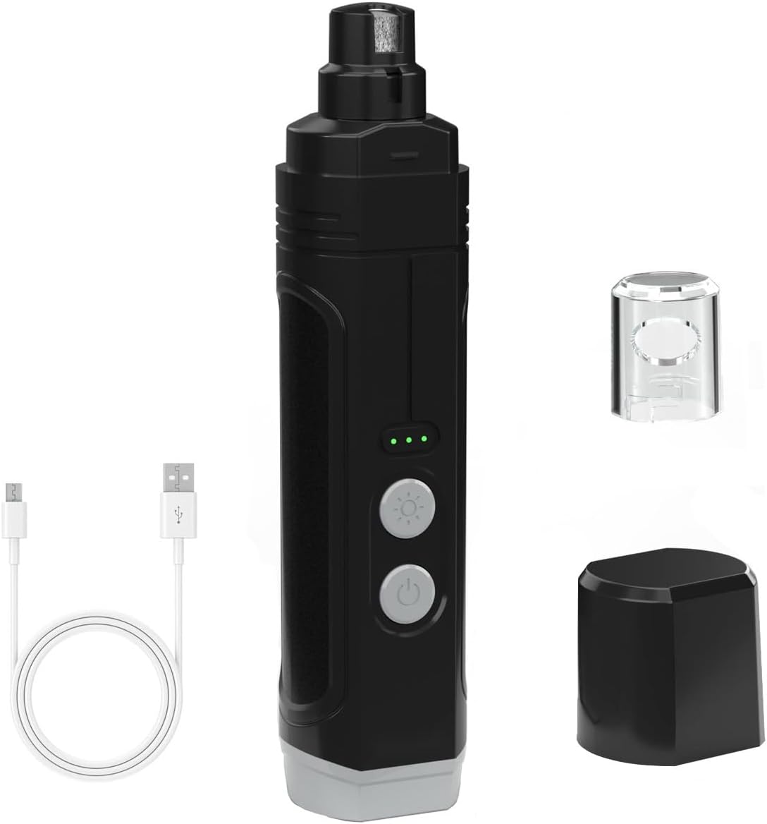 NUMINA Dog Nail Grinder with 2 LED Light 3-Speed Professional Electric Rechargeable Pet Nail Trimmer Quiet Painless Paws Grooming & Smoothing for Small Medium Large Dogs & Cats (Black)