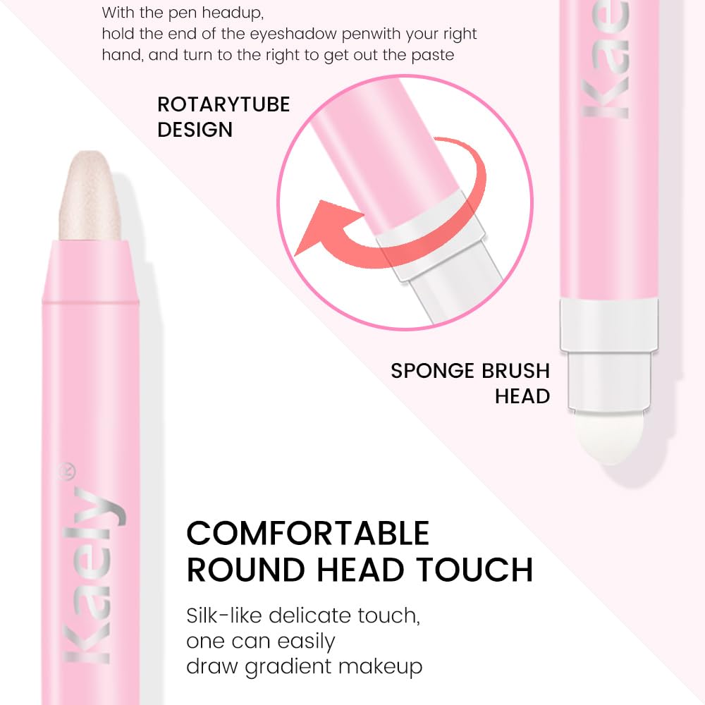 EVPCT Pearl Nude Pink Shimmer Cream Eye Shadow Stick Waterproof Double Ended 1 Piece - Image 3