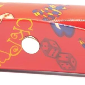 4160 Travel Cosmetic Double Lipstick Case Holder with Mirror Red Casino Design Button Closure Makeup Bag Storage 6.25"x1.25"
