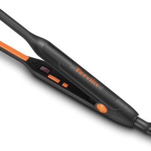Terviiix Small Flat Iron for Short Hair, Temperature Adjustable Pencil Flat Iron Fast Heat Up, 3/10 Inch Beard Straightening Iron Dual Voltage with Tourmaline Ceramic Plates, Auto Shut Off