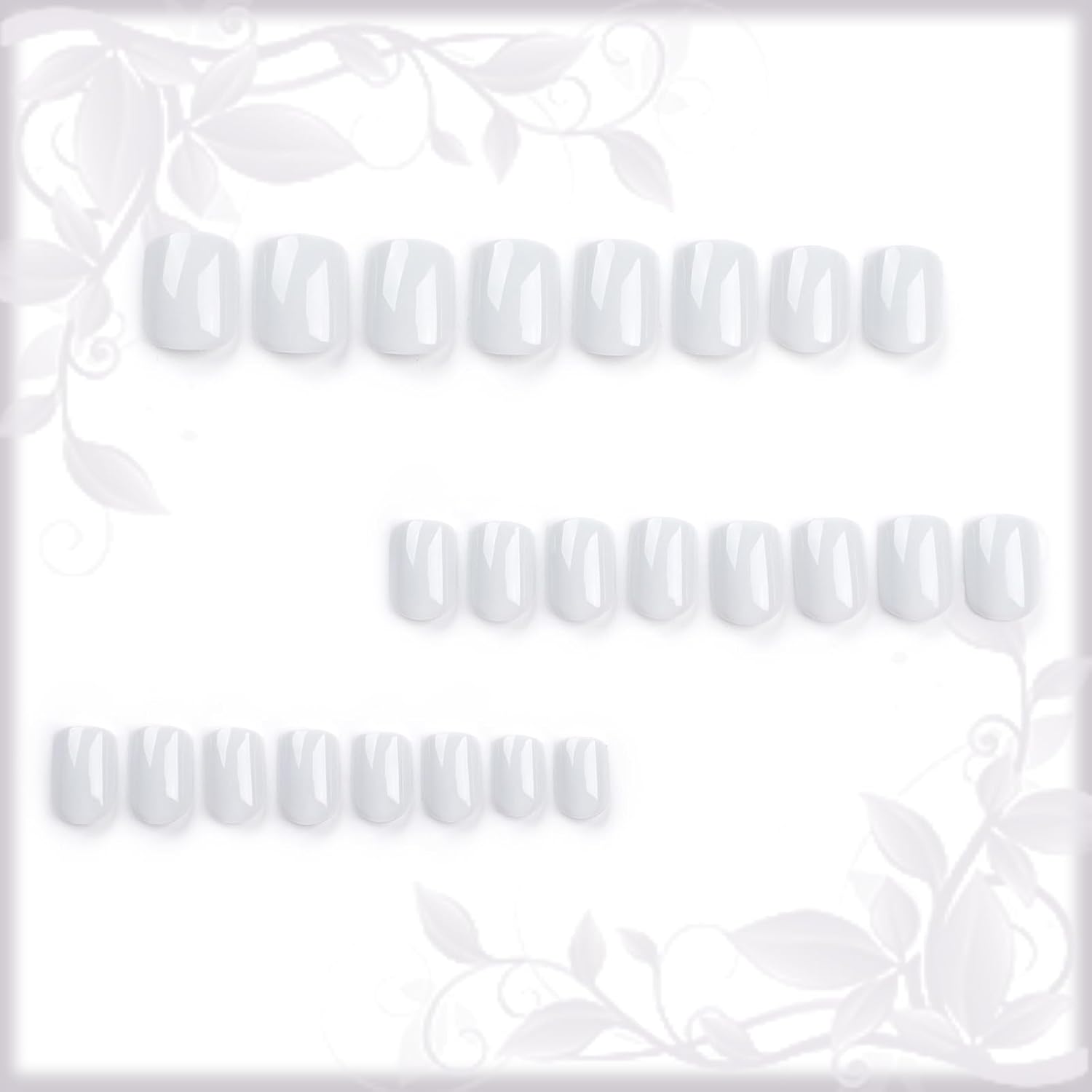 24Pcs Glossy Ash Short Square Press on Nails for Women and Girls, Solid Color Design - Image 3