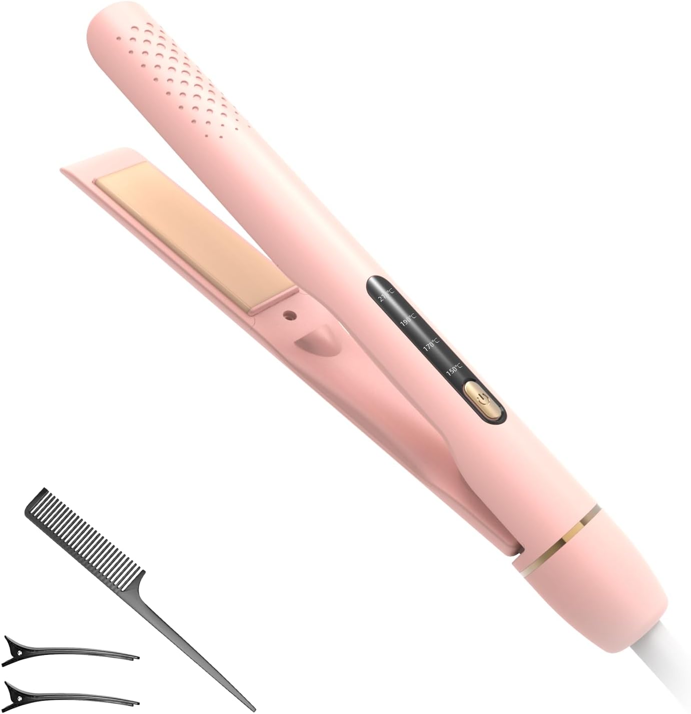 Hair Straightener Flat Iron, Pink 2 in 1 Hair Straightener and Curler, Fast Heating, Tourmaline Ceramic Negative Ion Hair Styler, Automatic Break in 60 Minutes, Smooths and Shines Hair