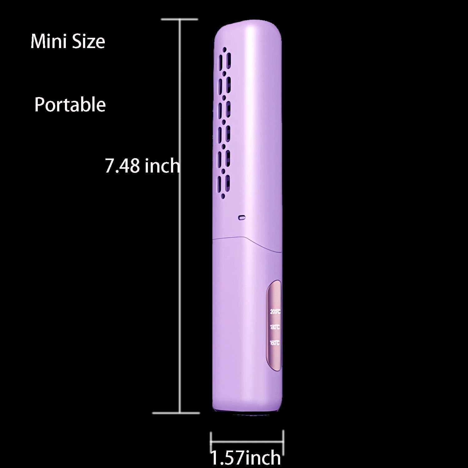 FA FIGHTART Portable Cordless Mini Hair Straightener with LCD Display and USB Charging - Pink - Image 9