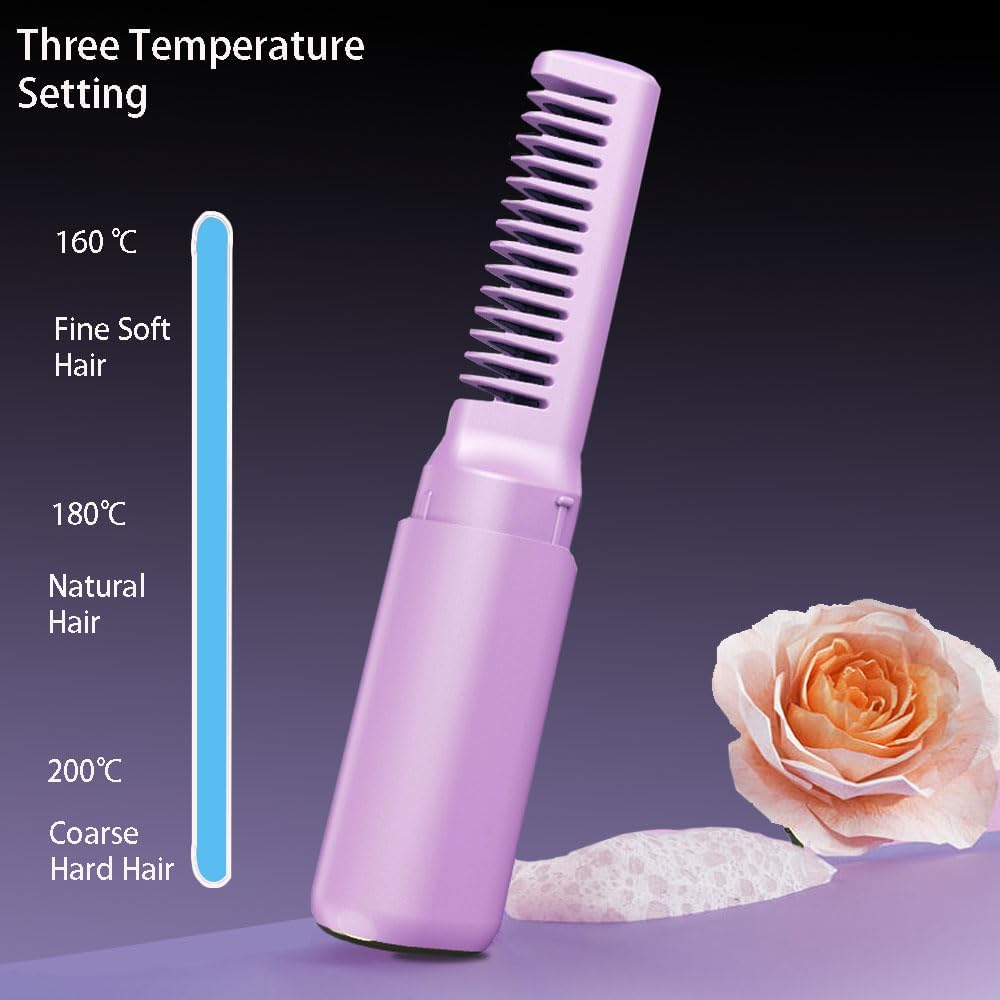 FA FIGHTART Portable Cordless Mini Hair Straightener with LCD Display and USB Charging - Pink - Image 5