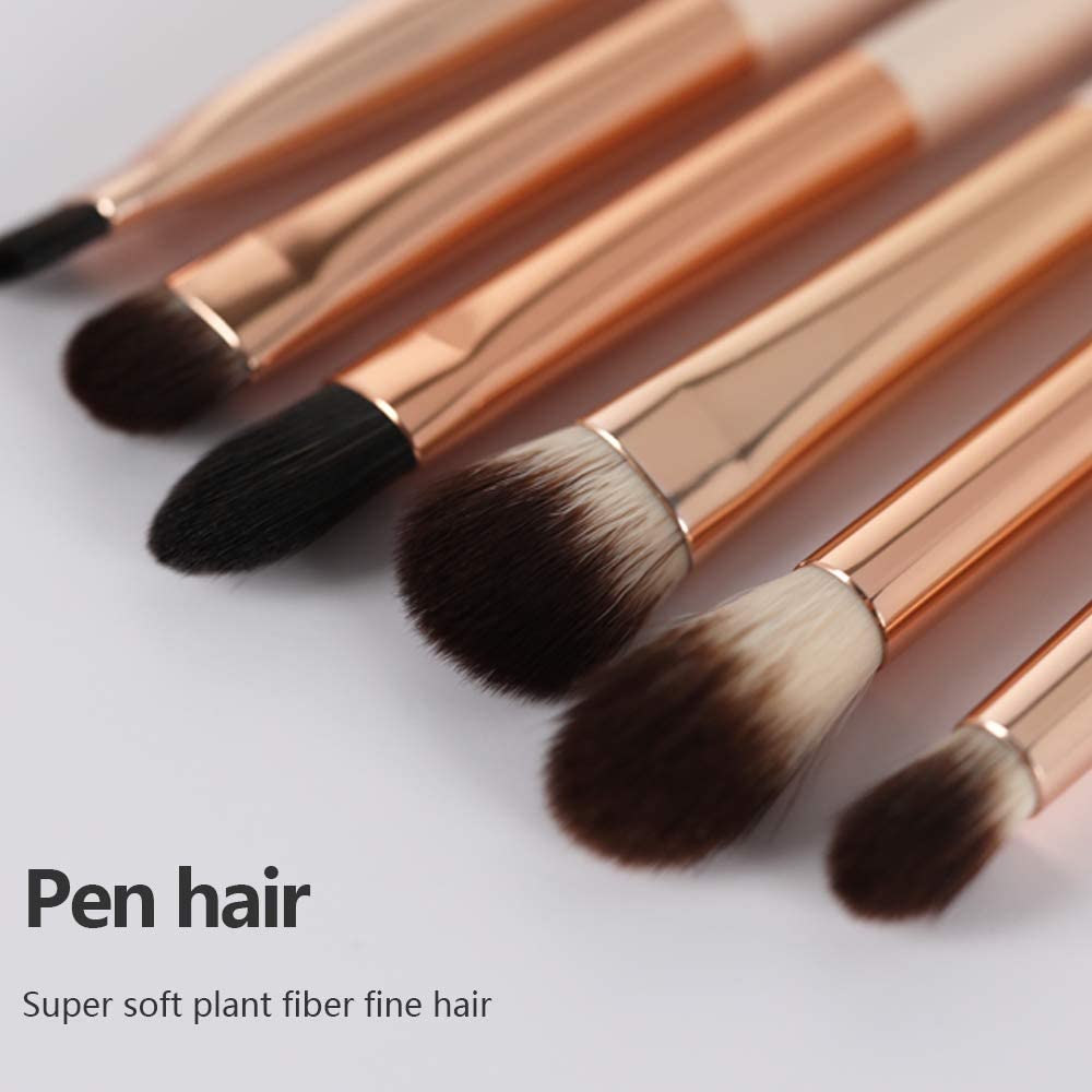 12-Piece Soft Hair Wood Handle Eye Makeup Brush Set for Blending Eyeshadow Eyeliner - Image 5