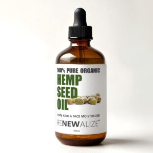 Organic Hemp Seed Cleansing Oil - Face Cleanser and Moisturizer | 100% Pure Cold Pressed and Unrefined | Best Daily, Night time, Facial Regimen for Acne Pimple Prone Skin 4oz