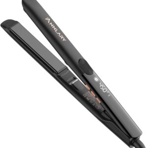 Hair Straightener, 1 Inch Professional Titanium Plate with Ceramic Coating Ionic Dual Voltage Flat Iron with Anti-Iron Silicone for Less Frizz, Shinier & Smoother Hair