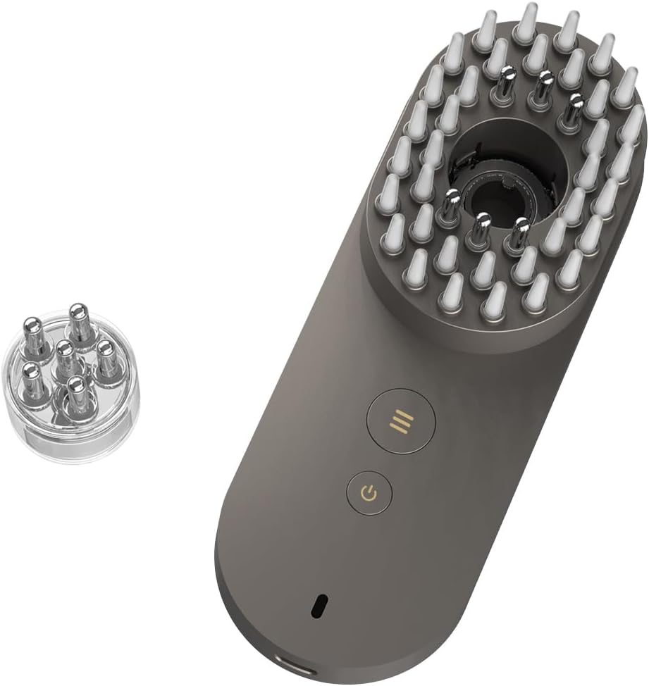 UNIWA Cordless Electric Grey 3-in-1 Scalp Massager, Hair Growth Brush, and Oil Applicator - Image 6