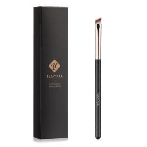 TEOYALL Flat Angled Eyeliner Brush, Soft Thin Slanted Synthetic Bristles Precision Eyebrow Brush For Brow Powder Gel Eye Liner