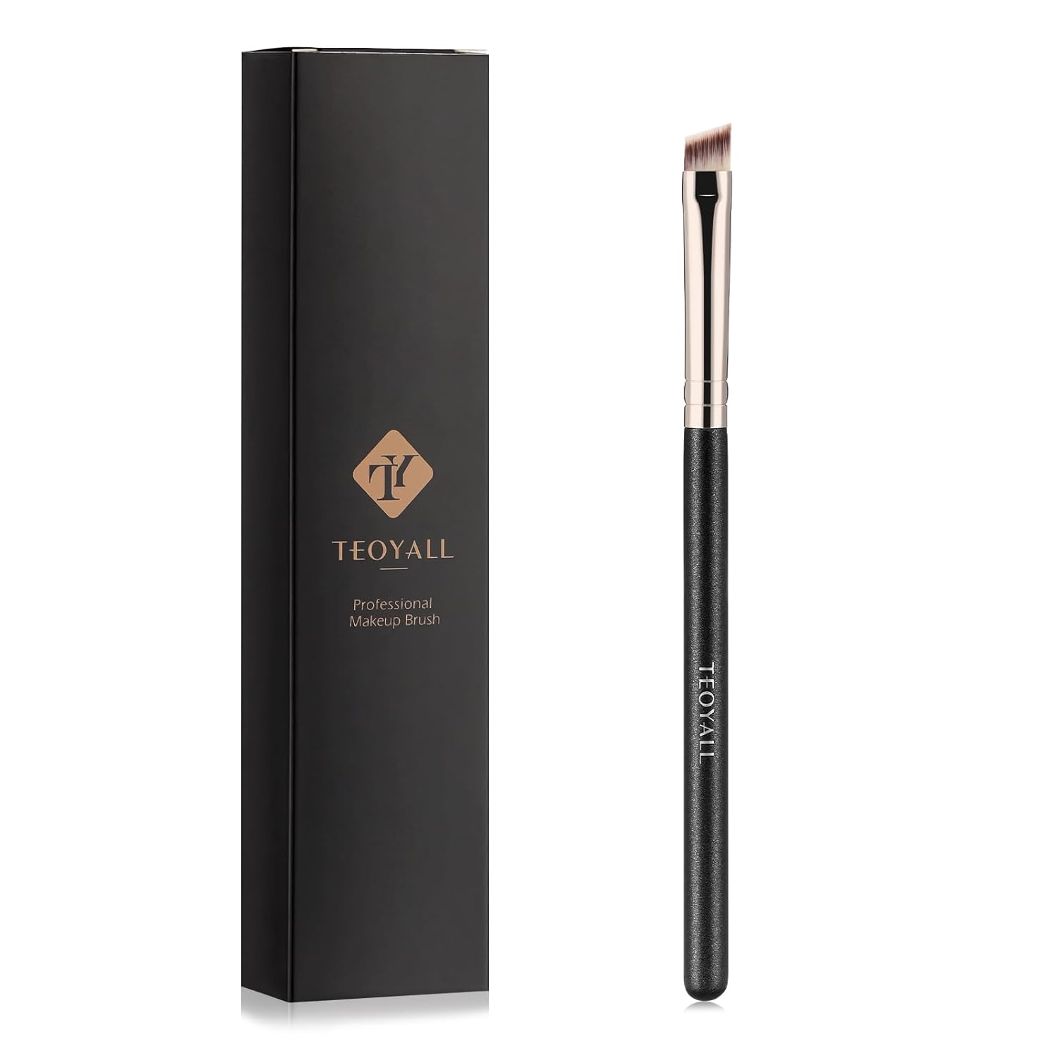 TEOYALL Flat Angled Eyeliner Brush, Soft Thin Slanted Synthetic Bristles Precision Eyebrow Brush For Brow Powder Gel Eye Liner
