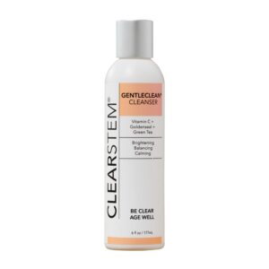 CLEARSTEM - GENTLECLEAN Vitamin C Infused Calming Wash - Facial Cleanser, Makeup Remover - Goldenseal + Green Tea - Facial Skin Care Products - Vegan, Gluten Free, Cruelty Free - 6 fl oz / 207ml