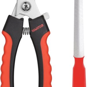 Dog Nail Clippers, Professional Pet Nail Clipper & Trimmers with Safety Guard to Avoid Over Cutting, Grooming Razor with Nail File for Medium and Large Dog and Cat, Red