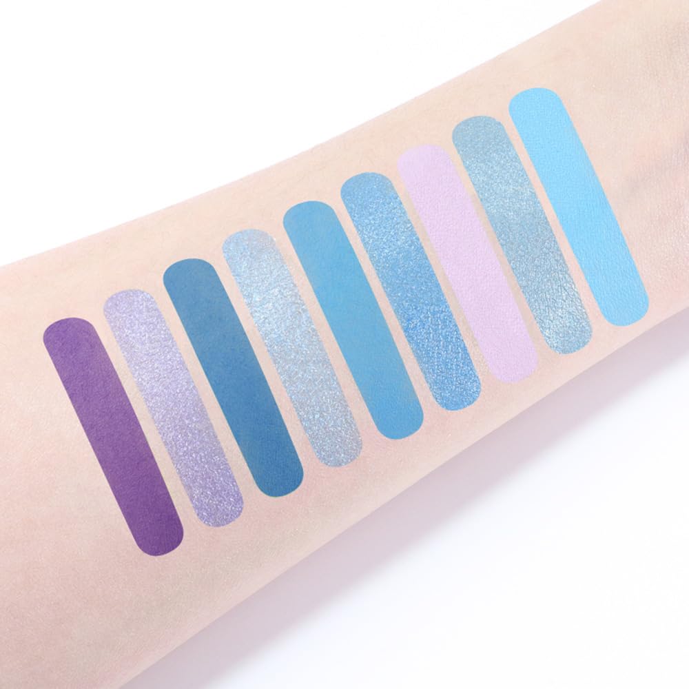 9-Color Blue Violet Eyeshadow Palette with Blendable Matte Shimmer Shades - Image 5