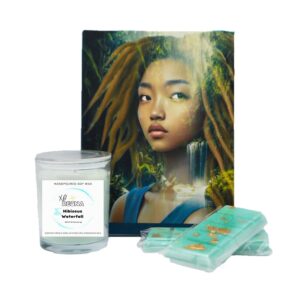 Hibiscus Waterfall Scented Candle, Wax Melts and Decorative Fabric Hardcover Journal Bundle