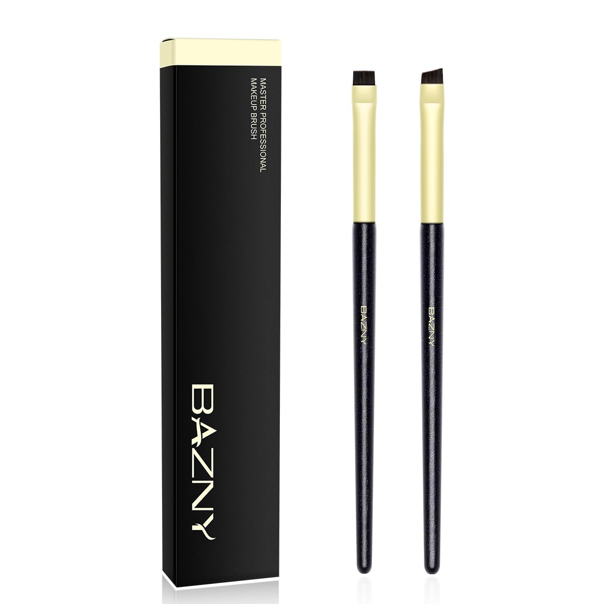 Eyeliner Brush Set, 2 Pcs Professional Precision Eyeline and Eyebrow Brush Set, Slanted Flat Angle, Premium Cruelty-Free Synthetic Bristles, Perfect for Eye Makeup