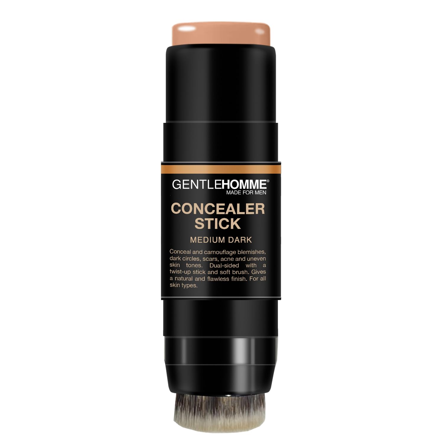 Men's Medium Dark Concealer Stick with Brush for Dark Circle Eraser, Multi-Use Makeup - Image 2