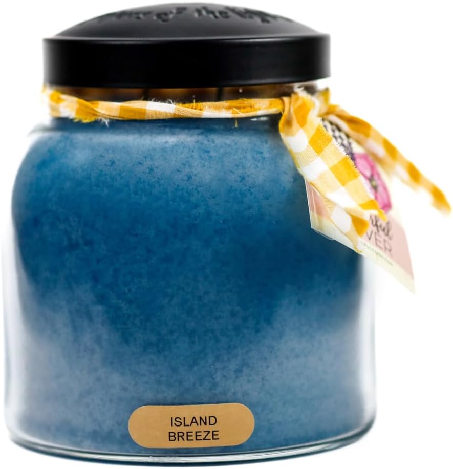A Cheerful Giver — Island Breeze - 34oz Papa Scented Candle Jar with Lid - Keepers of the Light - 155 Hours of Burn Time, Gift Candle, Blue