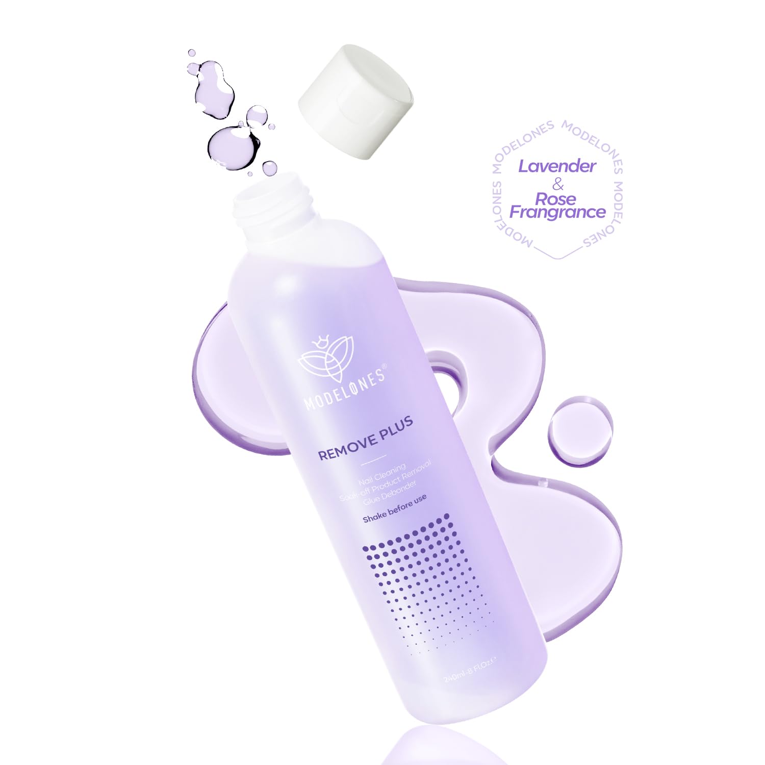 Modelones Lavender Gel and Acrylic Nail Polish Remover, 8 Fl Oz with Jojoba Oil - Image 9