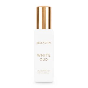 BellaVita Luxury White OUD Eau de Parfum Travel Size Edition 20 ml | Long-Lasting Mini Perfumes for Women | Notes: Vanilla, Amber, Musk & Jasmine | Oud Pocket Perfume for Women | Cruelty-Free Perfume