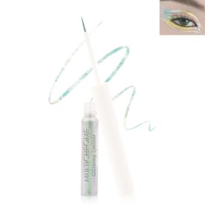 Multichrome Liquid Eyeliner, Metallic Glitter Colored Eye Liner, Waterproof Smudge-Proof Long Wear, Ultra-Fine Tip, High Pigmented Shimmer Eyeliner Eyeshadow Makeup for Women-B6# Pale Pink Yellow Blue