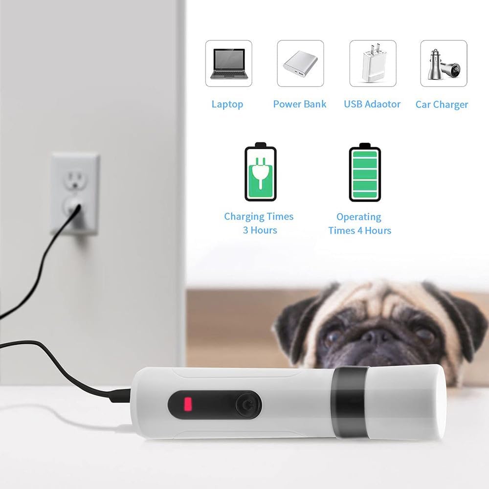 Heusom Silent Groom Pro Rechargeable Dog Nail Grinder, Includes 2 Grinding Heads - Image 6