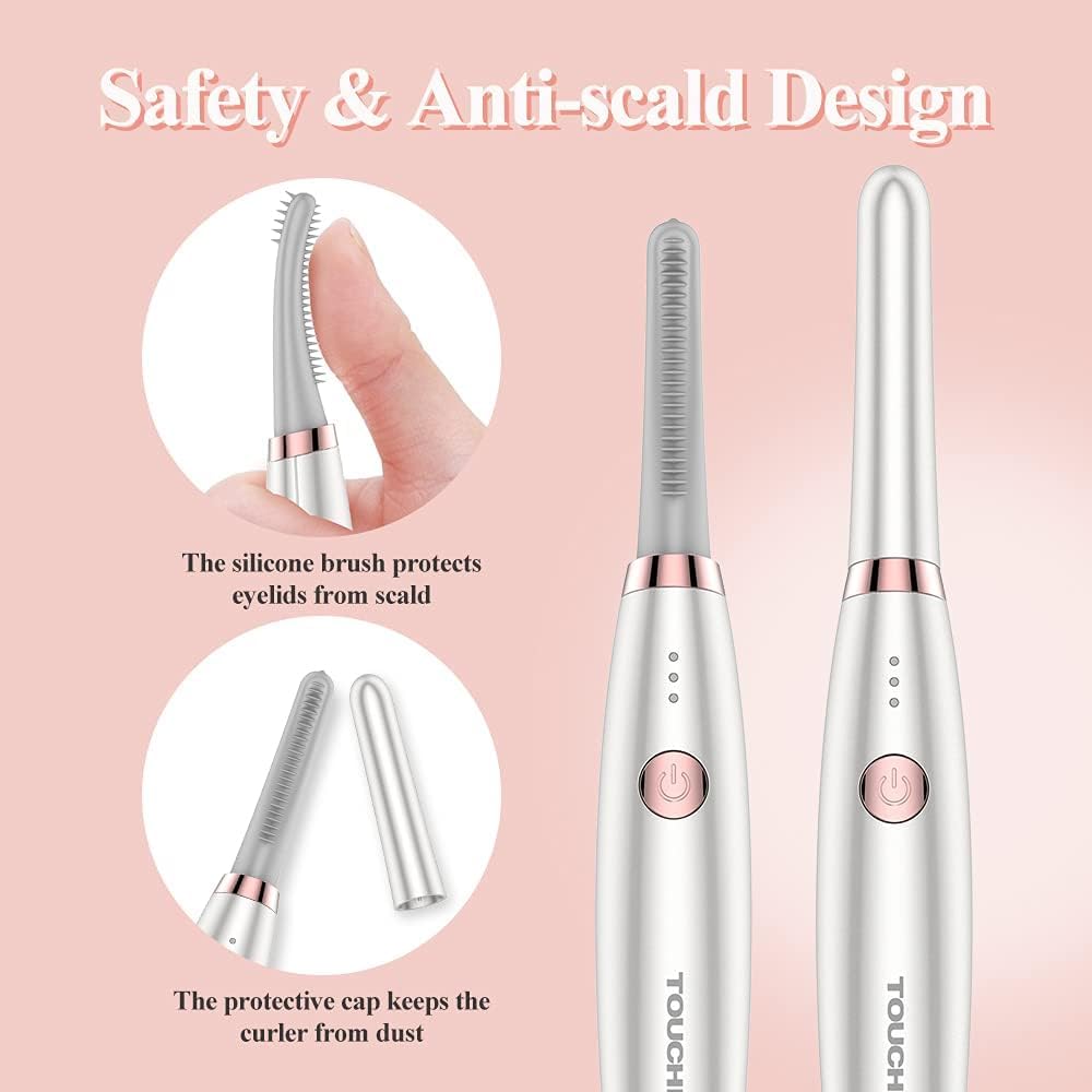 TOUCHBeauty USB Rechargeable Heated Eyelash Curler with 3 Temp Settings and Silicone Comb - Image 3