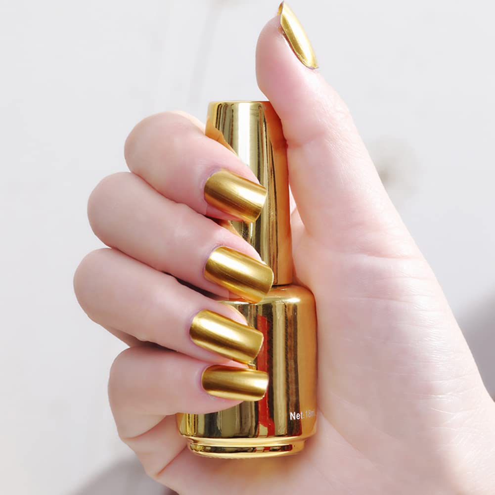 Matte Metallic Nail Polish Nail Shine DIY Nail Polish Varnish Manicure Tool, Unpeelable Drawable NON-MIRROR 18ml (Pearl Gold)