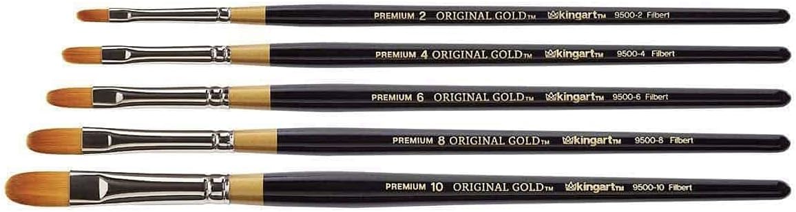 KINGART B-011 Premium 5 Piece Filbert Artist Brush Set Synthetic Taklon Short Handle 5 Sizes - Image 3