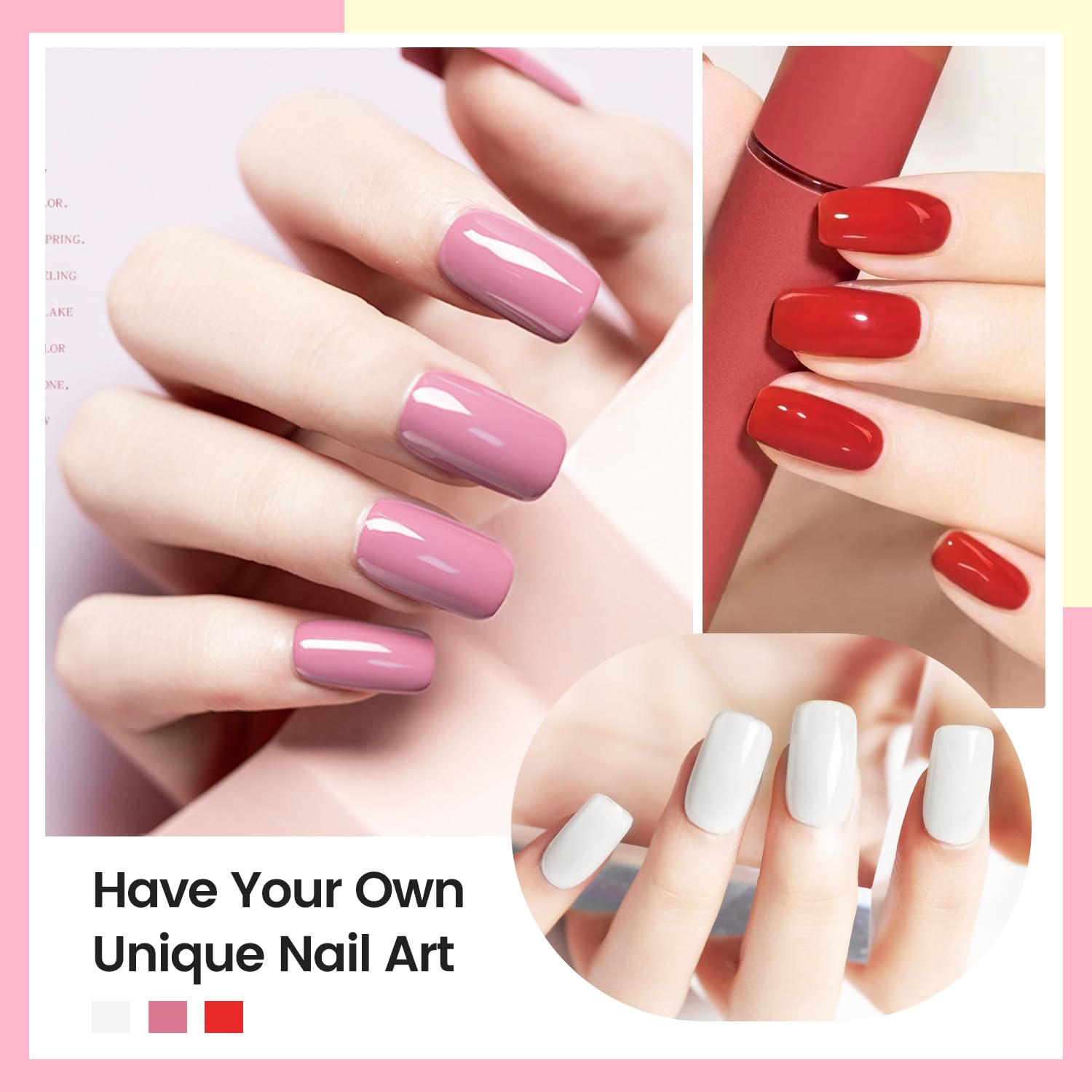 6 Color Quick Dry Nail Polish Set Women's Black White Red Pink Collection - Image 2