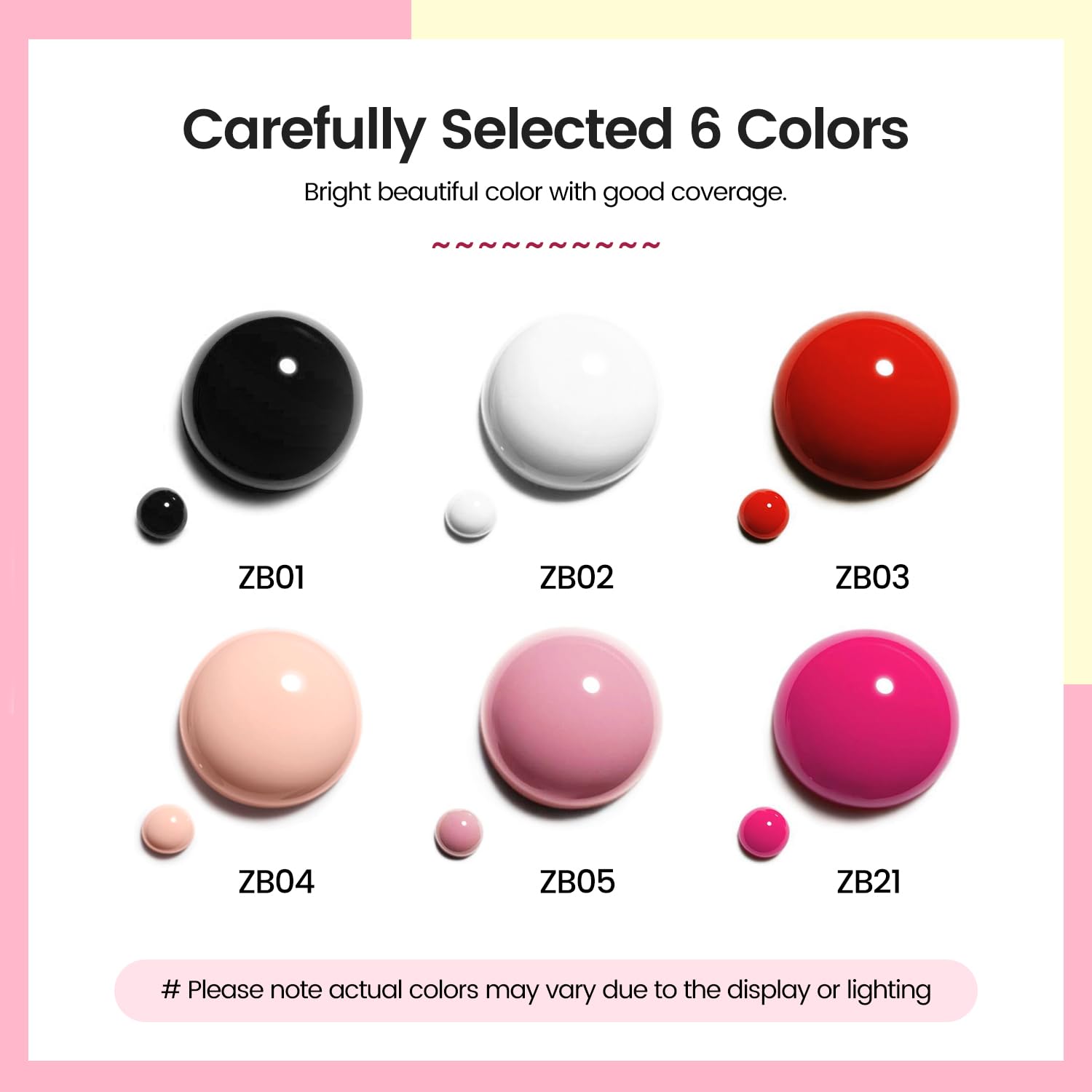 6 Color Quick Dry Nail Polish Set Women's Black White Red Pink Collection - Image 6