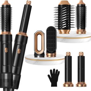 6 in ONE Blow Dryer Brush,Air Curling Iron Round Brush for Blow Out