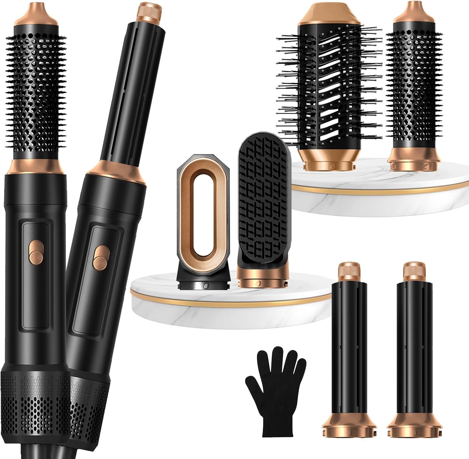 6 in ONE Blow Dryer Brush,Air Curling Iron Round Brush for Blow Out
