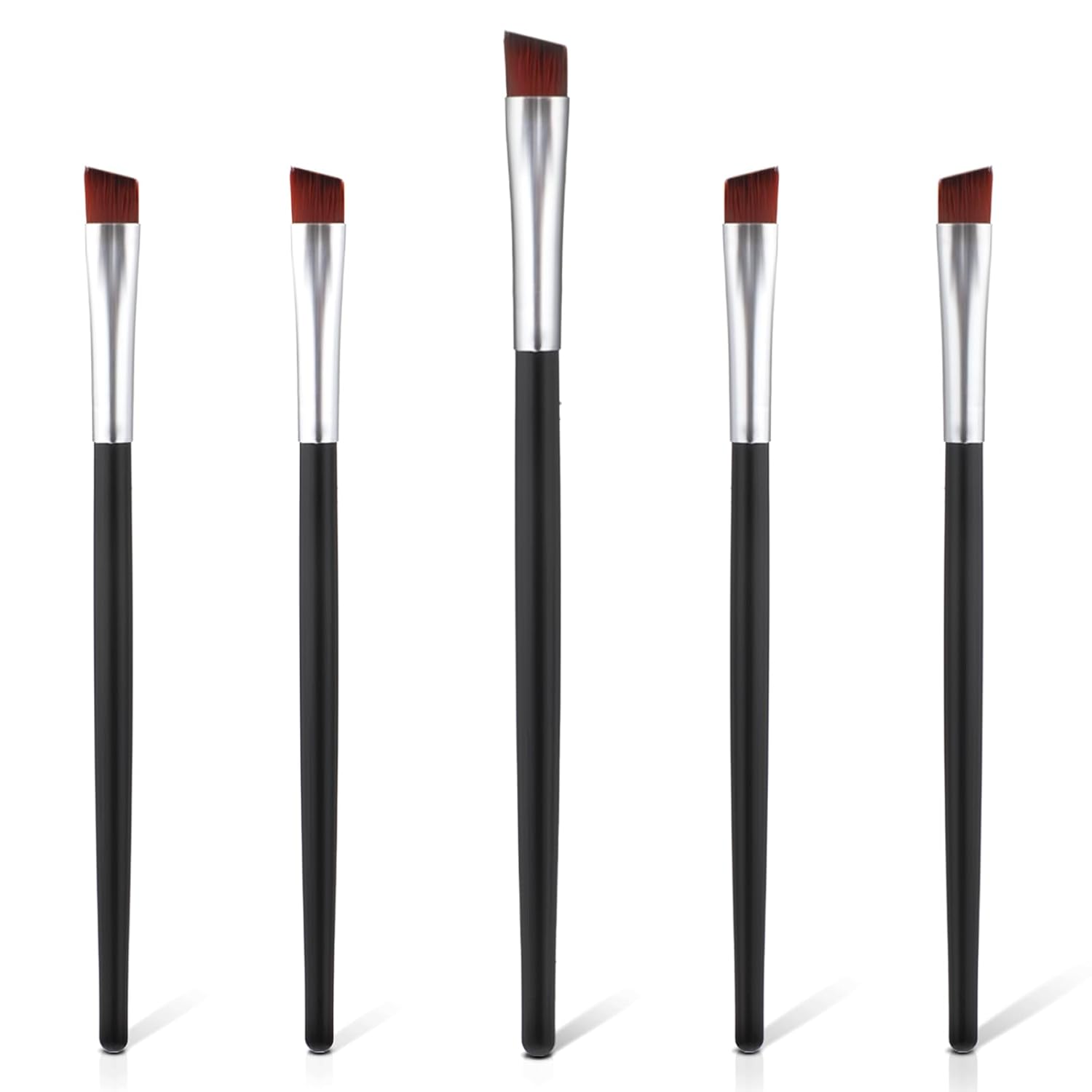 6 PCS Angled Eyebrow Brush Precision Eyeliner Brushes, Fine Angled & Ultra Thin Slanted Eyeshadow Brush, Black Concealer Gel Brow Makeup Brush for Professional Beauty Cosmetic Eyeliner Smudge Brush