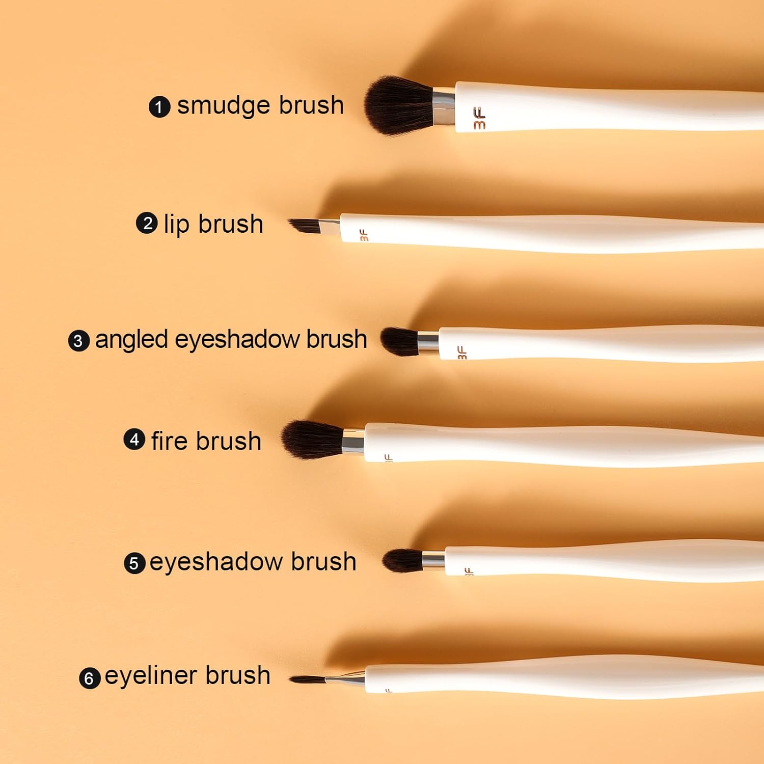 6-Piece Eye Shadow Brush Set for Cream Powder Application Professional Blending White - Image 3