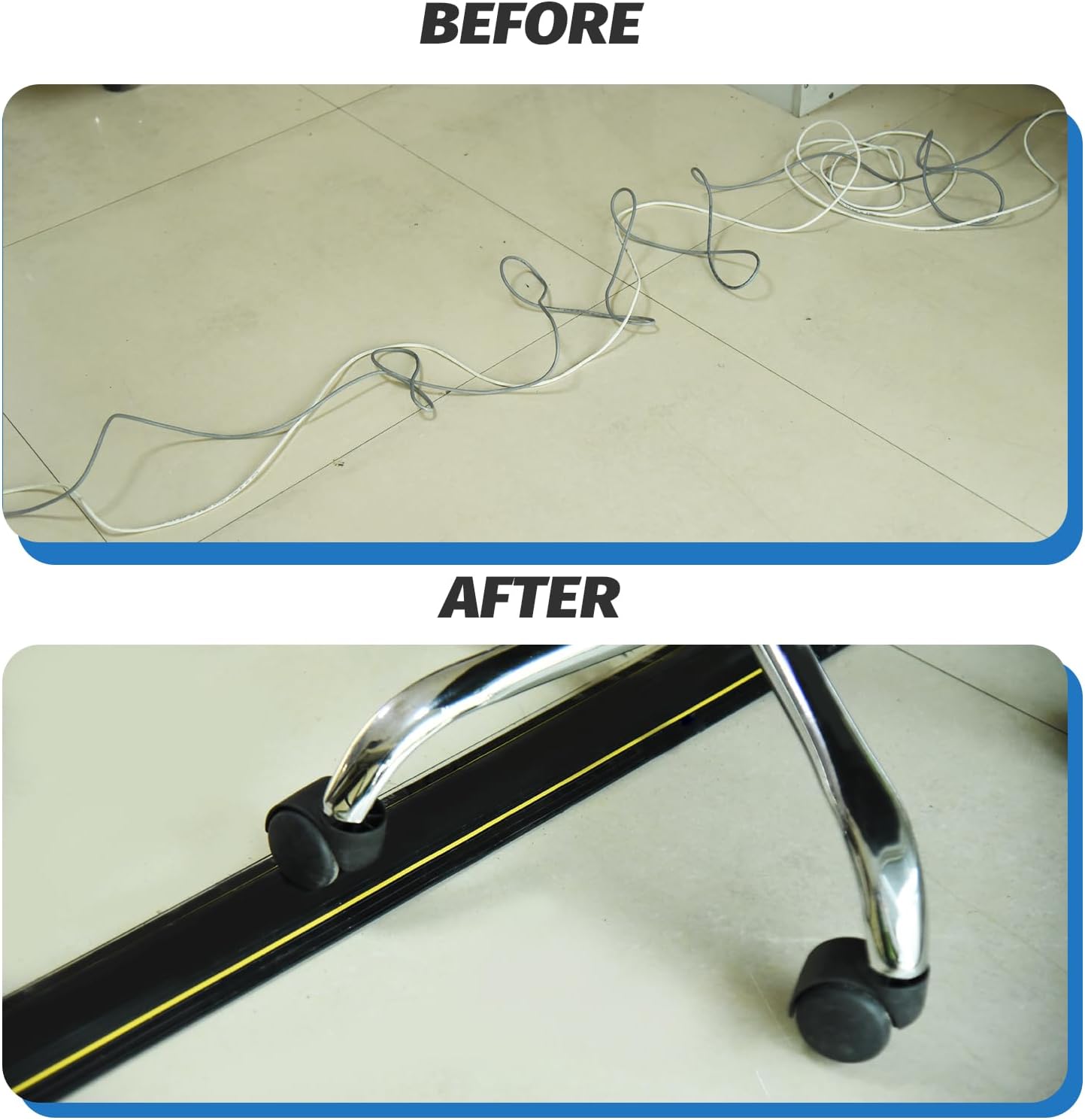 Heavy Duty 6.5FT PVC Cable Protector with 3 Channels for Indoor Outdoor Use - Image 6