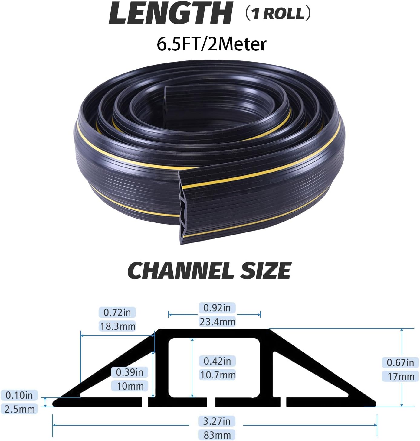 Heavy Duty 6.5FT PVC Cable Protector with 3 Channels for Indoor Outdoor Use - Image 2