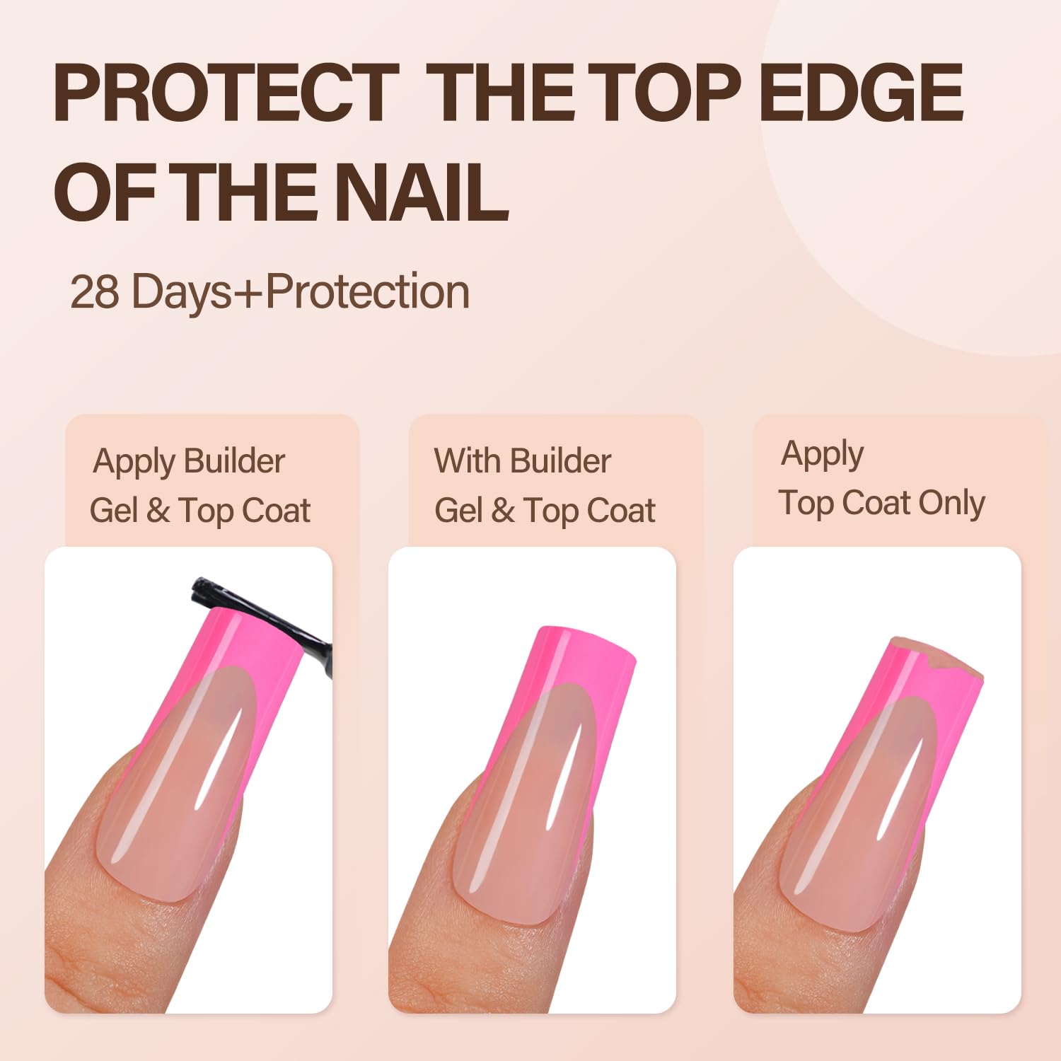 150Pcs Long Square Pink French Gel Nail Tips for DIY Nail Art, 15 Sizes - Image 5