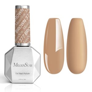 MelodySusie Thick Brown Gel Nail Polish,0.5 Fl Oz Beige Nails Soak Off UV LED Neutral Nude Gel Polish Gift for Women Nail Art Manicure Salon DIY Nail Design Decoration at Home-377