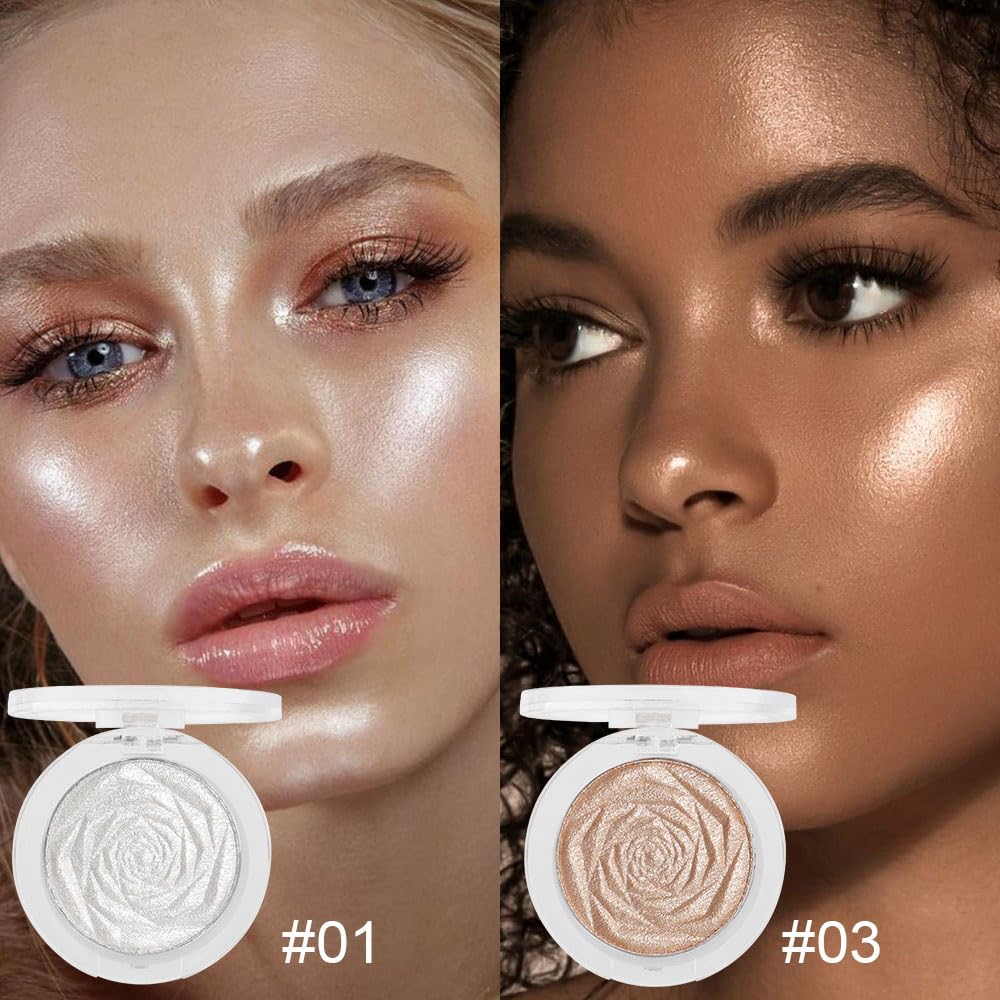 EVPCT Pearl White Champagne Gold Highlighter Palette for Face Body 4 Shades - Image 2