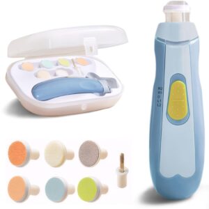 Baby Electric Nail File | Safe + Easy Baby Nail Trimmer, Baby Nail Clipper + Nail Filer Cutter for Newborn, Infant, Toddler, or Adults’ Fingernail/Toenails, 7 Buffer Pad, LED Light, Storage Case