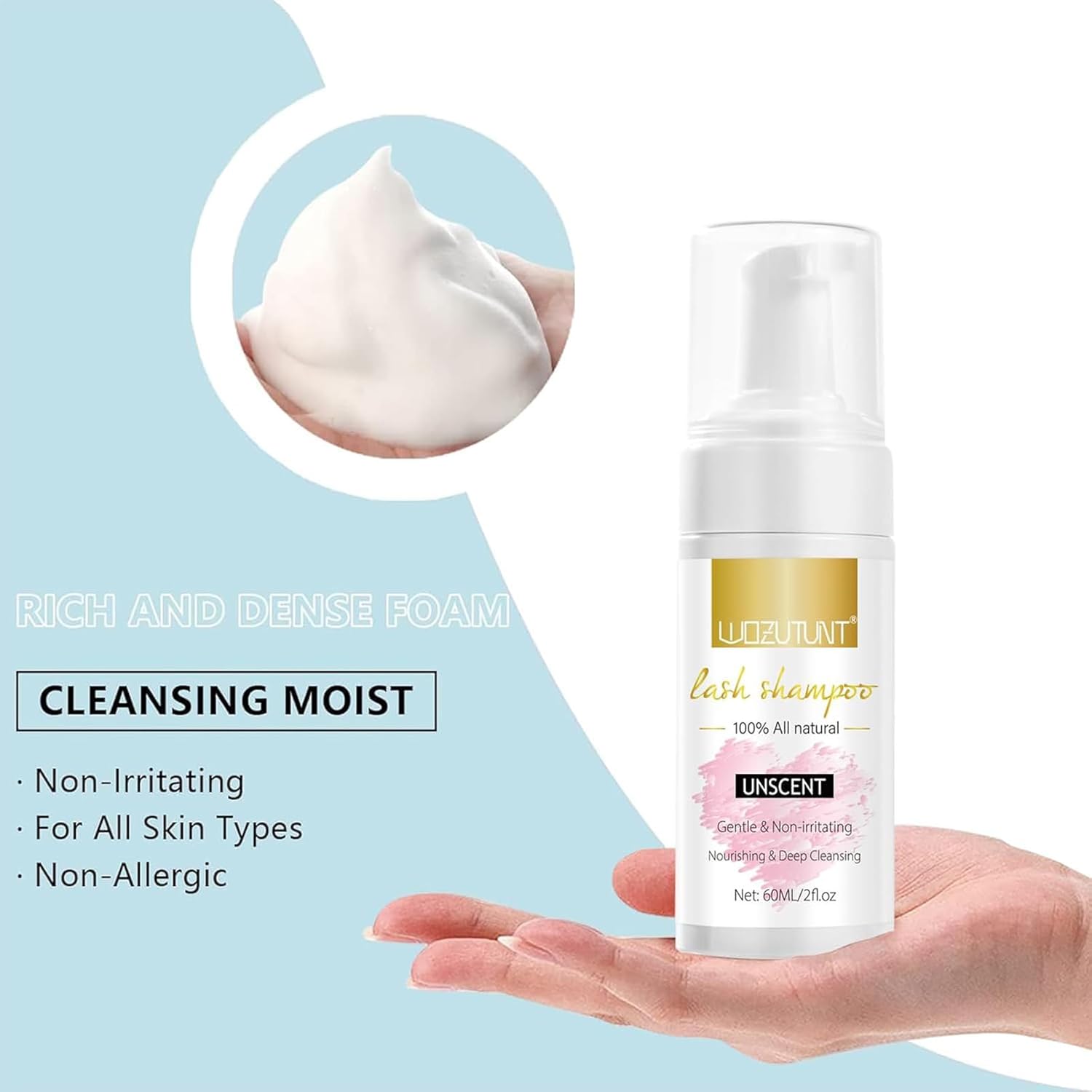 Eyelash Extension Mousse Shampoo Cleanser with USB Rechargeable Mini Fan Kit - Image 3