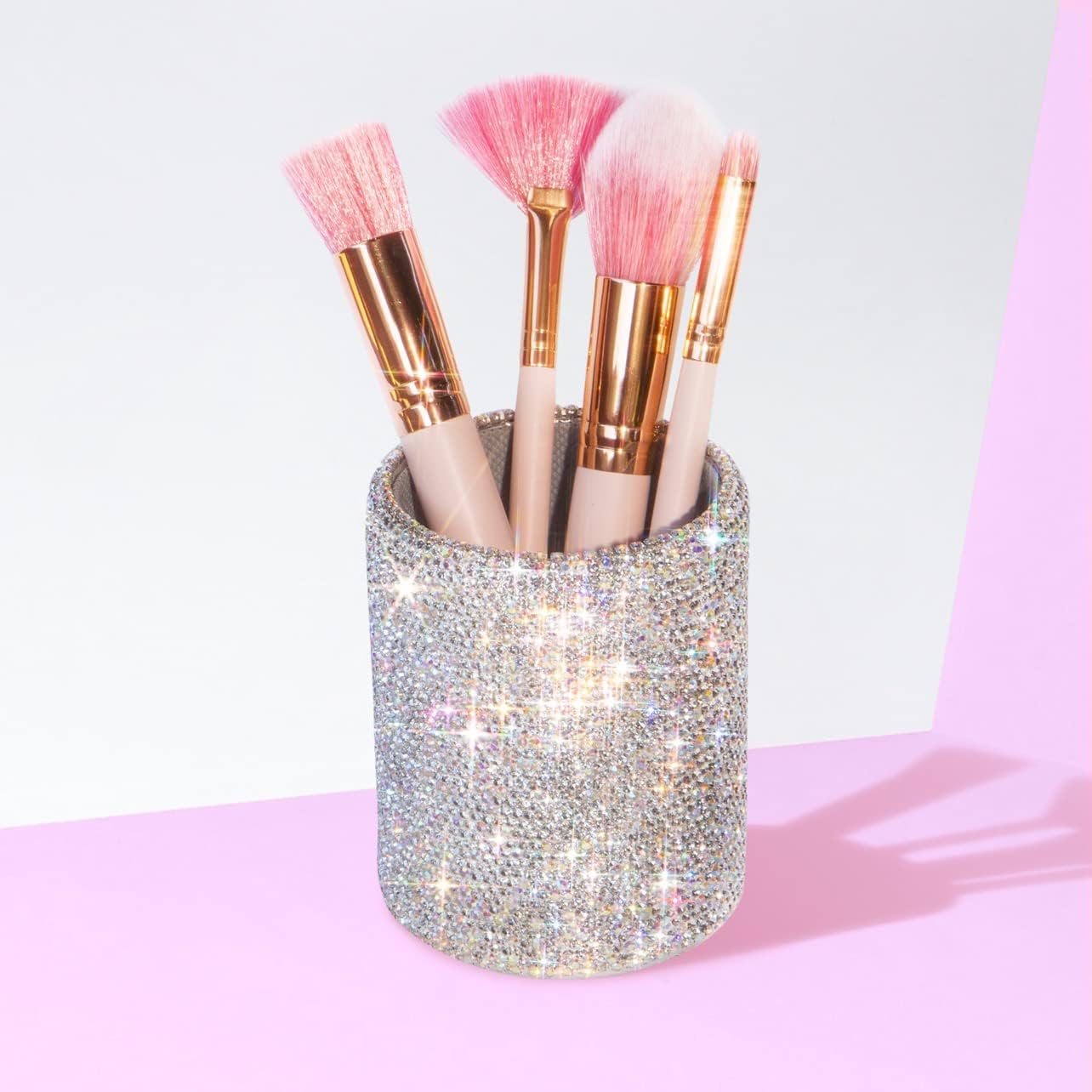 TISHAA Bling Cup Holder Organizer – Pen Pencil Office Desk Table Decorative Supplies Rhinestone Crystal Glitter Home Bedroom Vanity Makeup Brush Storage Tumbler Bins Container Accessories